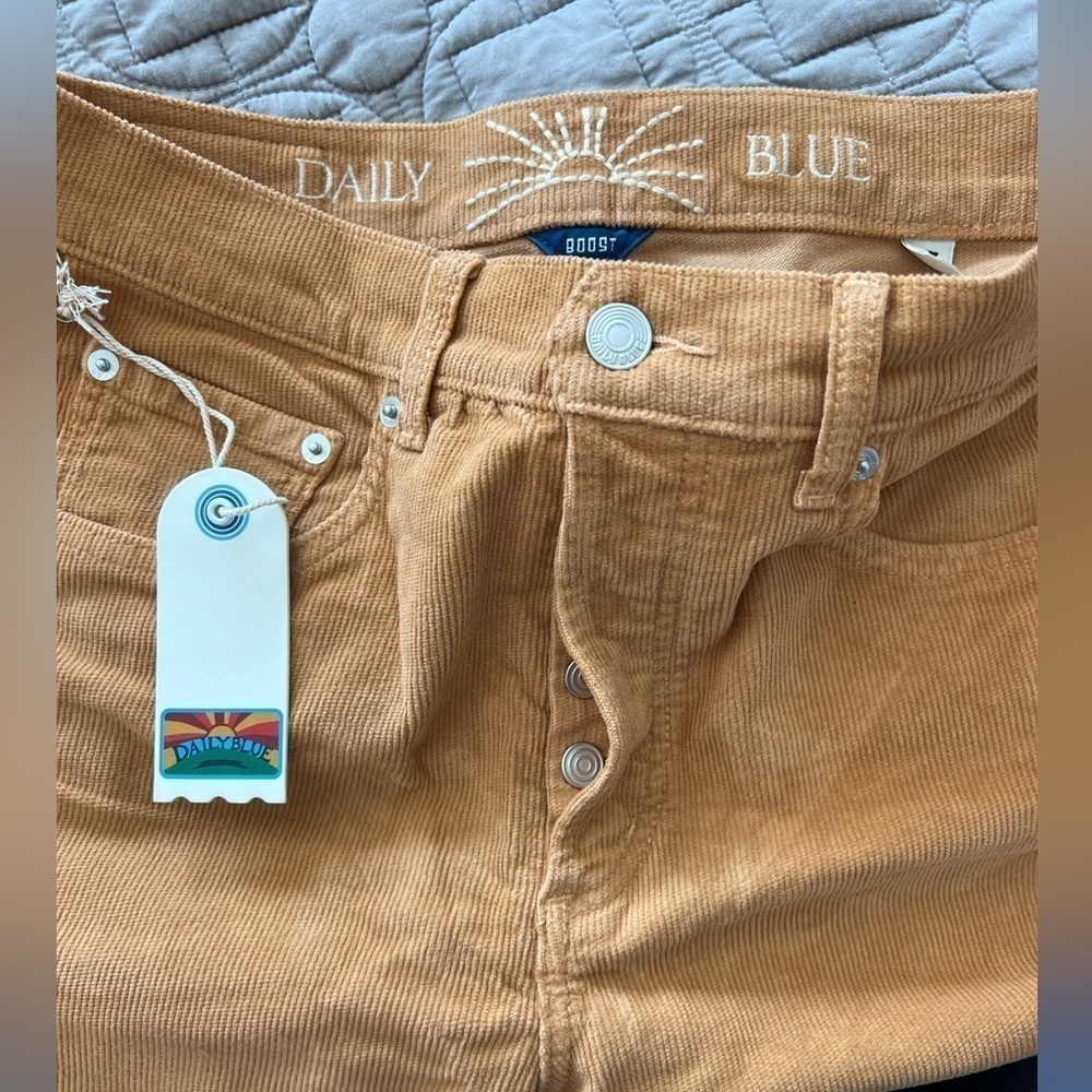 NWT Adriano Goldshmied Boost Mustard Yellow Corduroy Straight Leg Jean in Mud - Picture 9 of 16